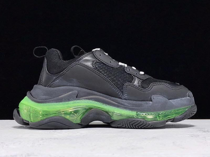 Triple S Black and Green Sneakers