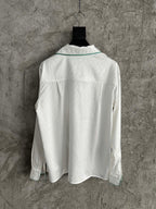 White Silk Piped Long-Sleeve - Men's