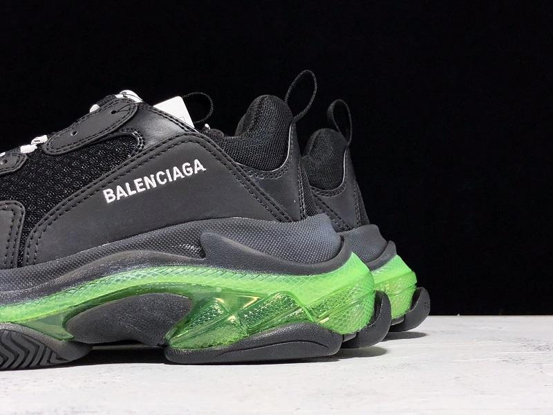 Triple S Black and Green Sneakers