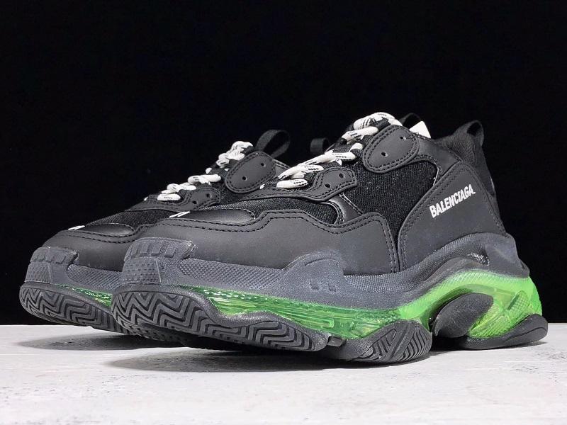 Triple S Black and Green Sneakers