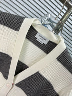 Cream Wool Striped Cardigan - Men's