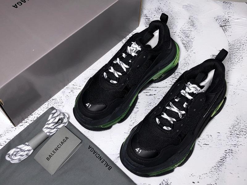 Triple S Black and Green Sneakers
