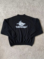 Black Cotton Logo Crewneck - Men's