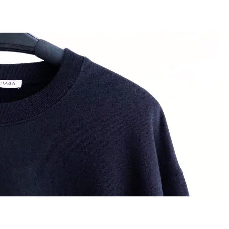 Navy Cotton Logo Crewneck - Men's