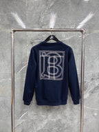 Black Cotton Tonal Crewneck - Men's