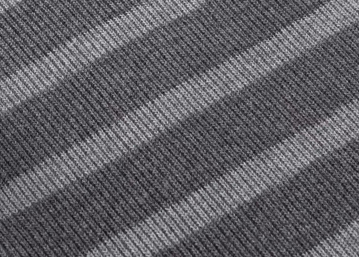 Grey Cotton Bar Stripe Pullover - Men's