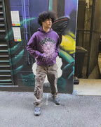 Purple Cotton Web Print Pullover - Men's