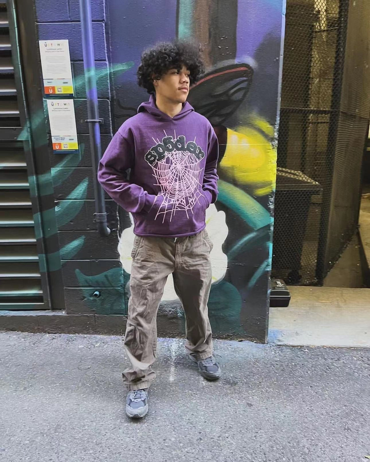 Purple Cotton Web Print Pullover - Men's