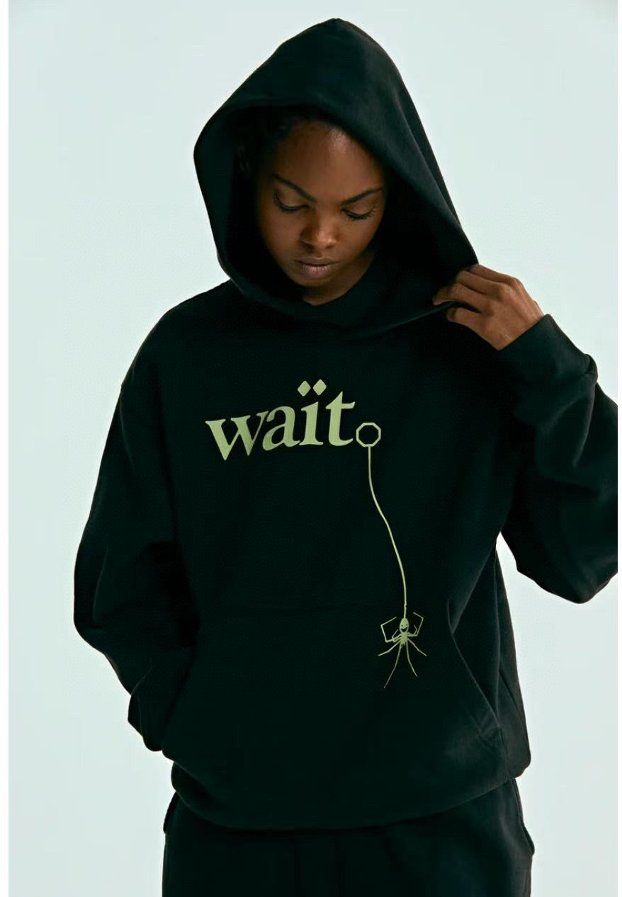 Black Cotton Slogan Pullover - Men's