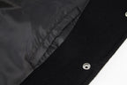 Black Wool Striped Trim Varsity - Men's