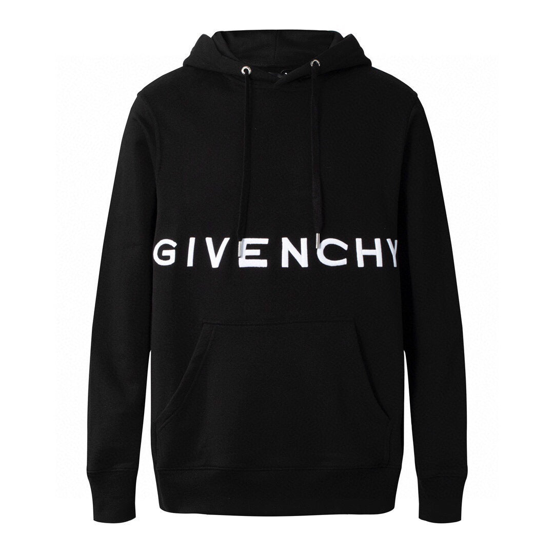 Black Cotton Text Logo Pullover - Men's