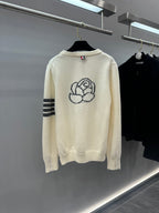 4-Bar Crewneck Navy Sweater - Men's
