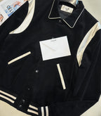 Black Wool Contrast Shoulder Varsity - Men's