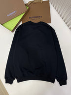 Black Cotton White Text Crewneck - Men's