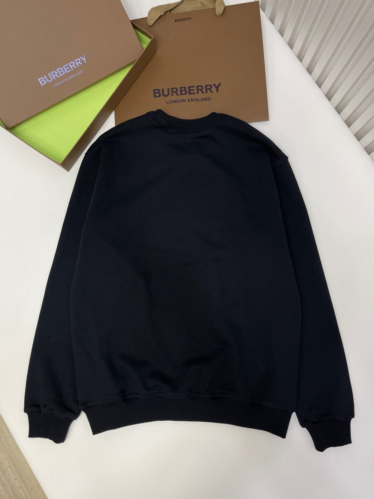 Black Cotton White Text Crewneck - Men's