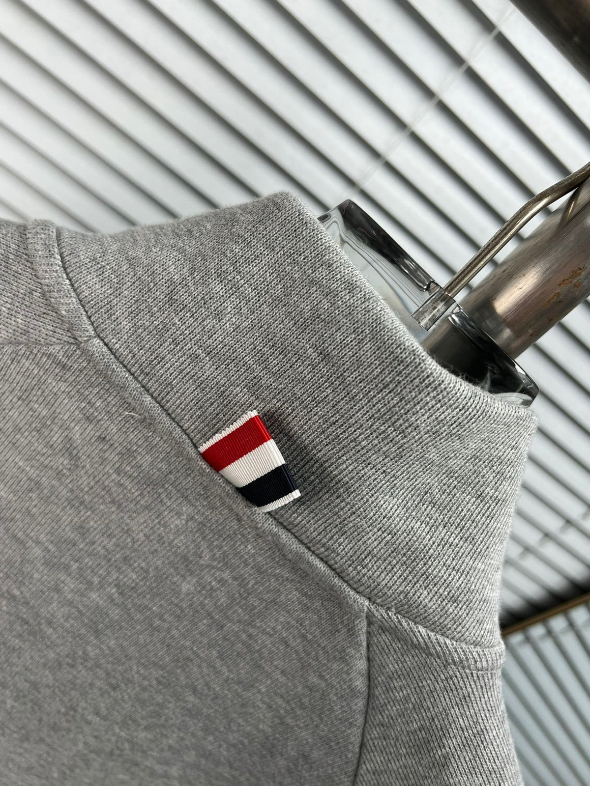 Navy Wool Four-Bar Zip-Through - Men's