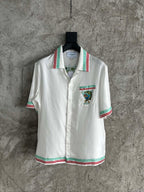 White Knit Crest Trim Short-Sleeve - Men's