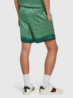 Green Wave Print Silk Shirt - Men's