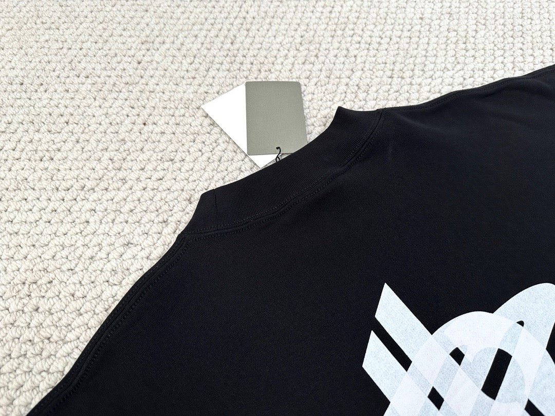 Black Cotton Logo Crewneck - Men's