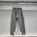 Olive Cotton Text Print Joggers - Men's