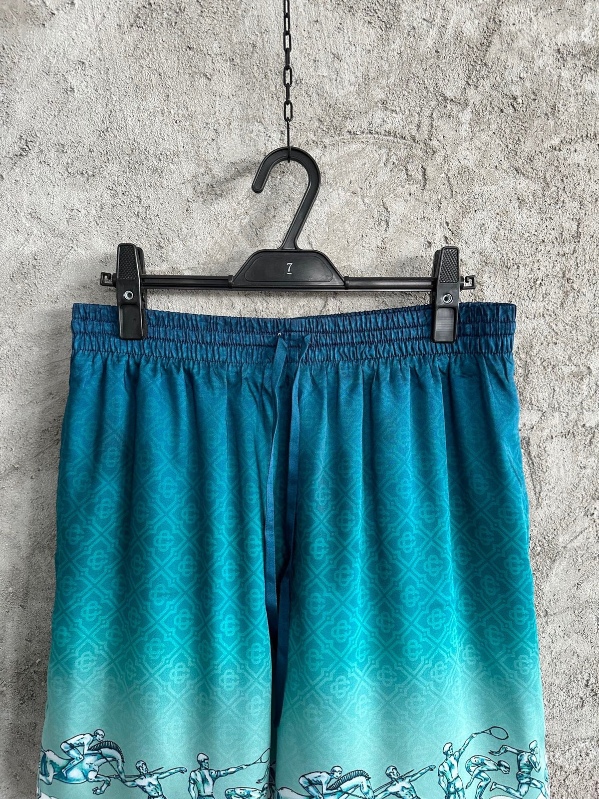 Teal Gradient Silk Shorts - Men's