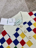 Checkerboard Knit Polo Shirt - Men's