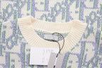 Blue Jacquard Monogram Crewneck - Men's
