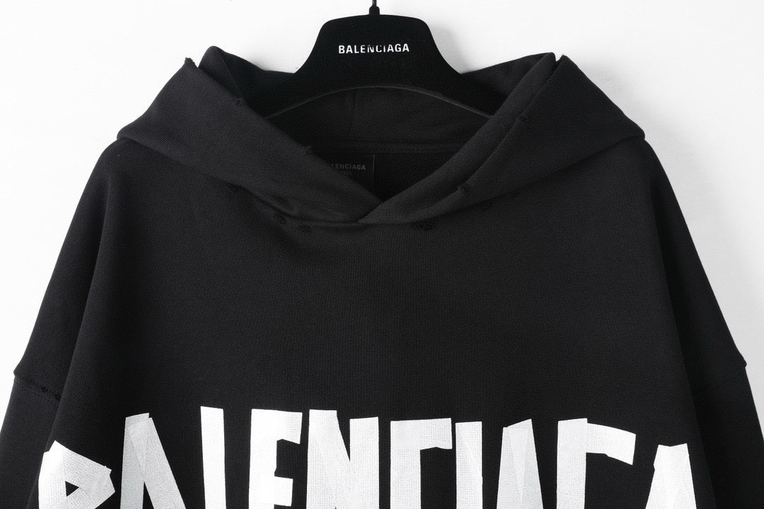 Black Cotton Back Print Pullover - Men's