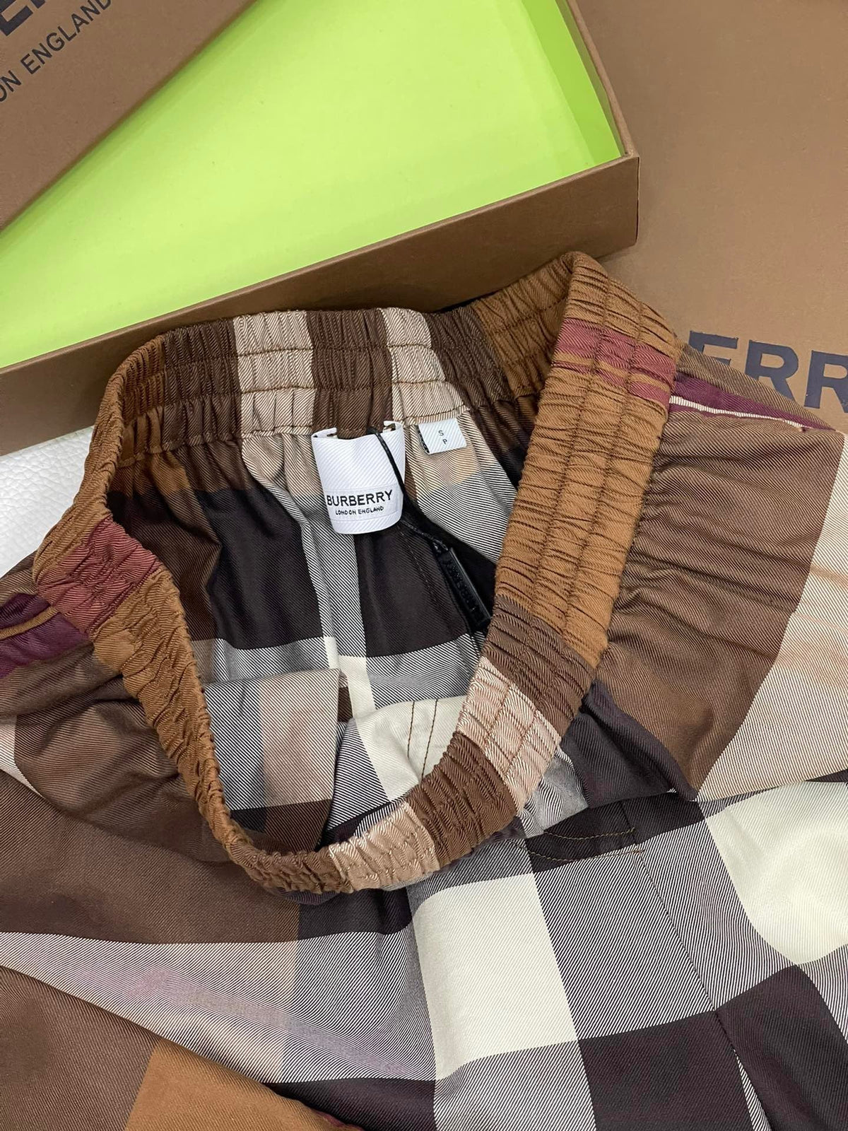 Brown Cotton Check Drawstring - Men's