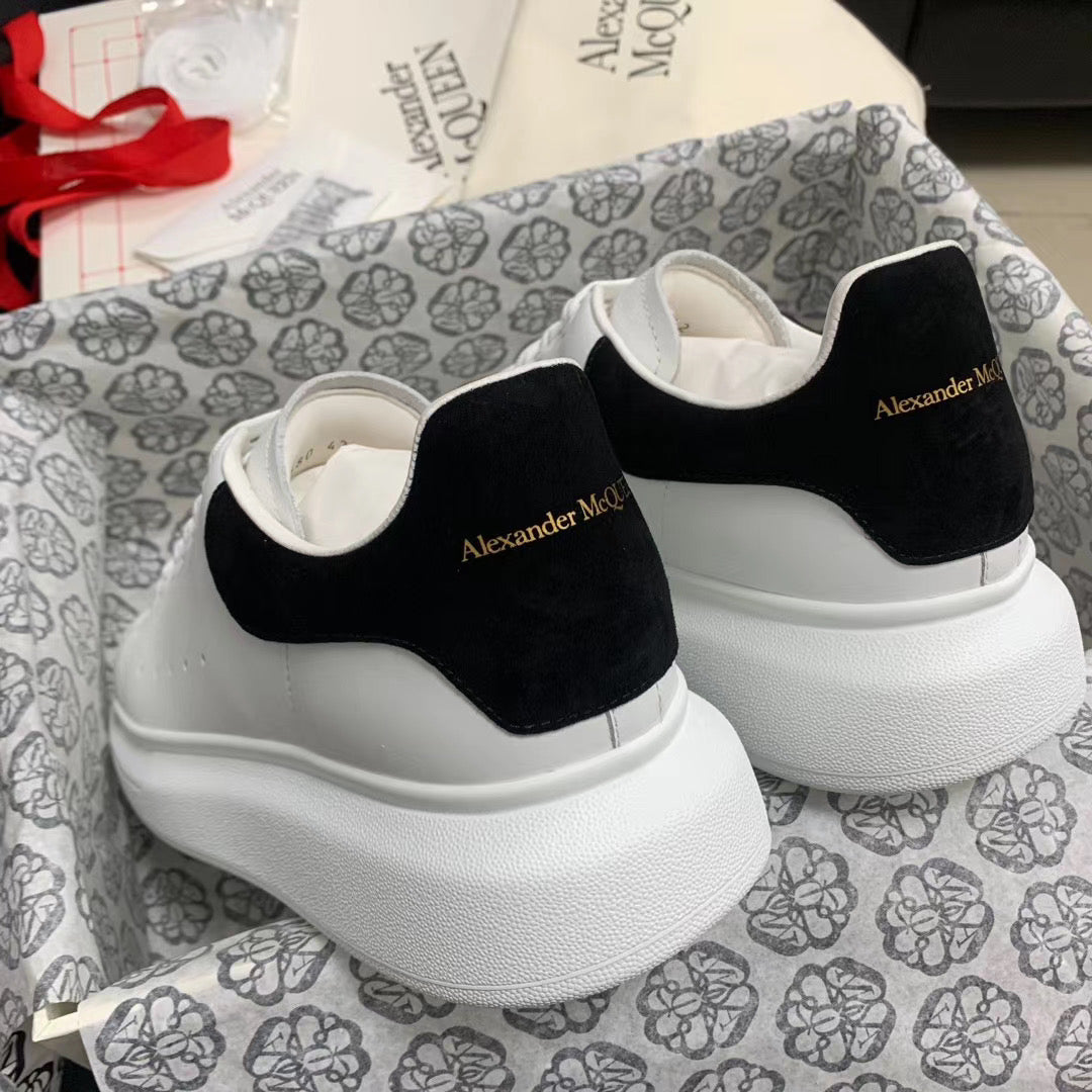 Oversized Black Suede Tab Sneakers