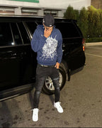 Navy Cotton Graphic Joggers - Men's