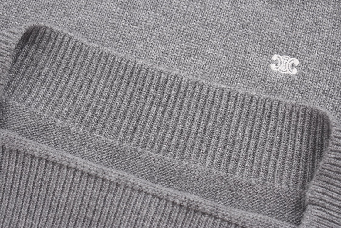 Grey Cotton Chest Logo Long-Sleeve - Men's
