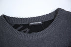 Grey Jacquard Text Print Crewneck - Men's