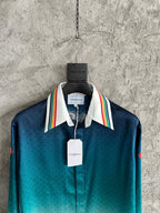 Teal Gradient Silk Shirt - Men's