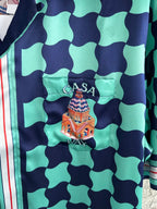 Checkerboard Print Silk Shirt - Men's