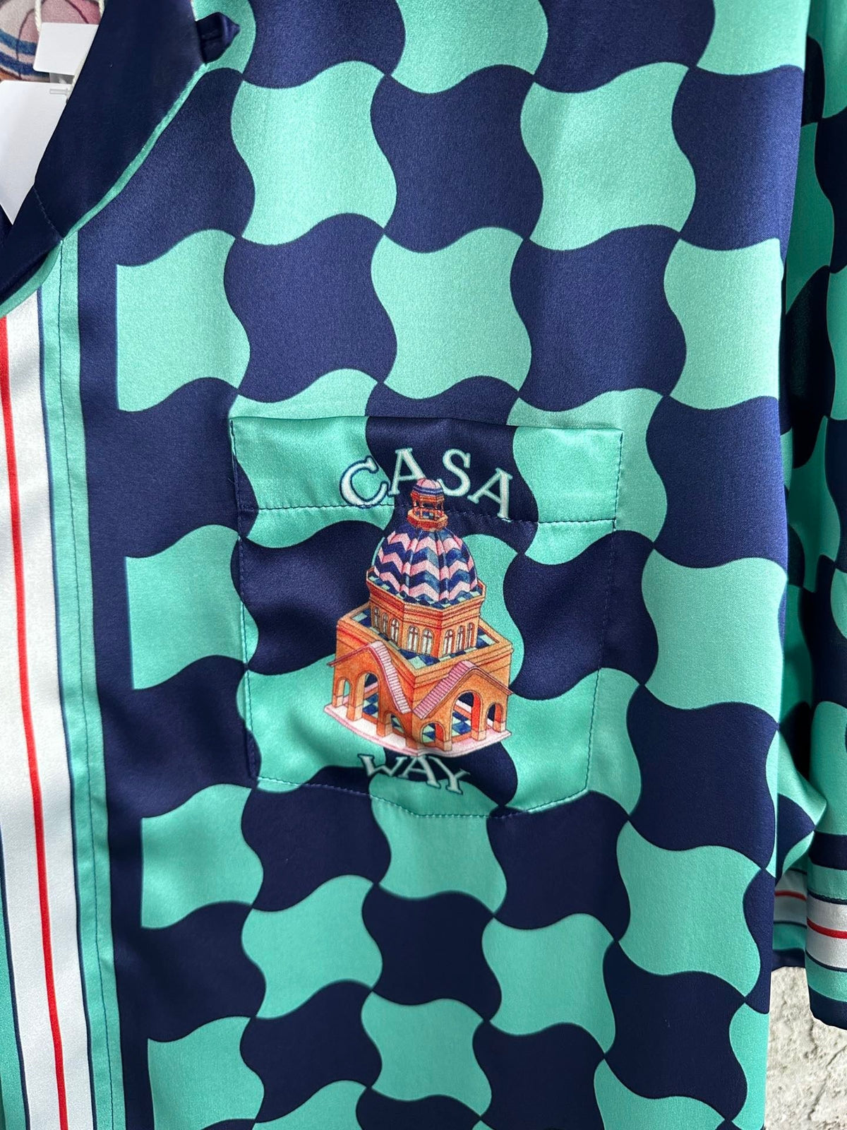 Checkerboard Print Silk Shirt - Men's