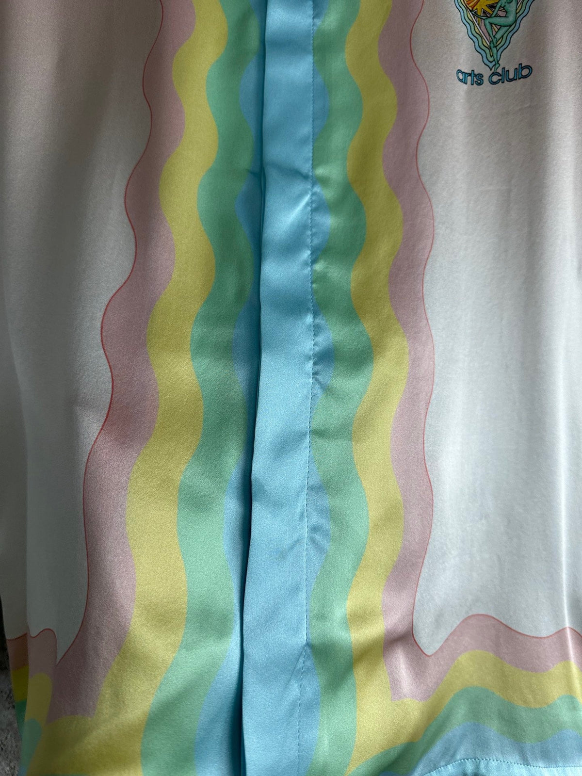 Pastel Scenic Print Silk Shirt - Men's