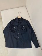 Navy Nylon Pocket Shirt Jacket - Men's
