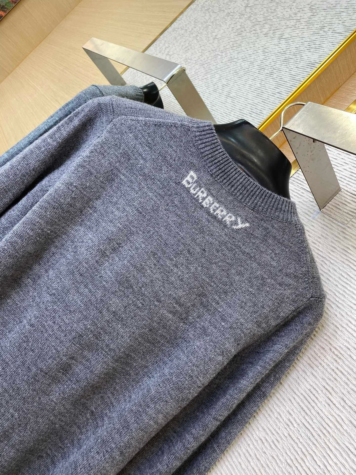 Red Wool Chest Logo Crewneck - Men's
