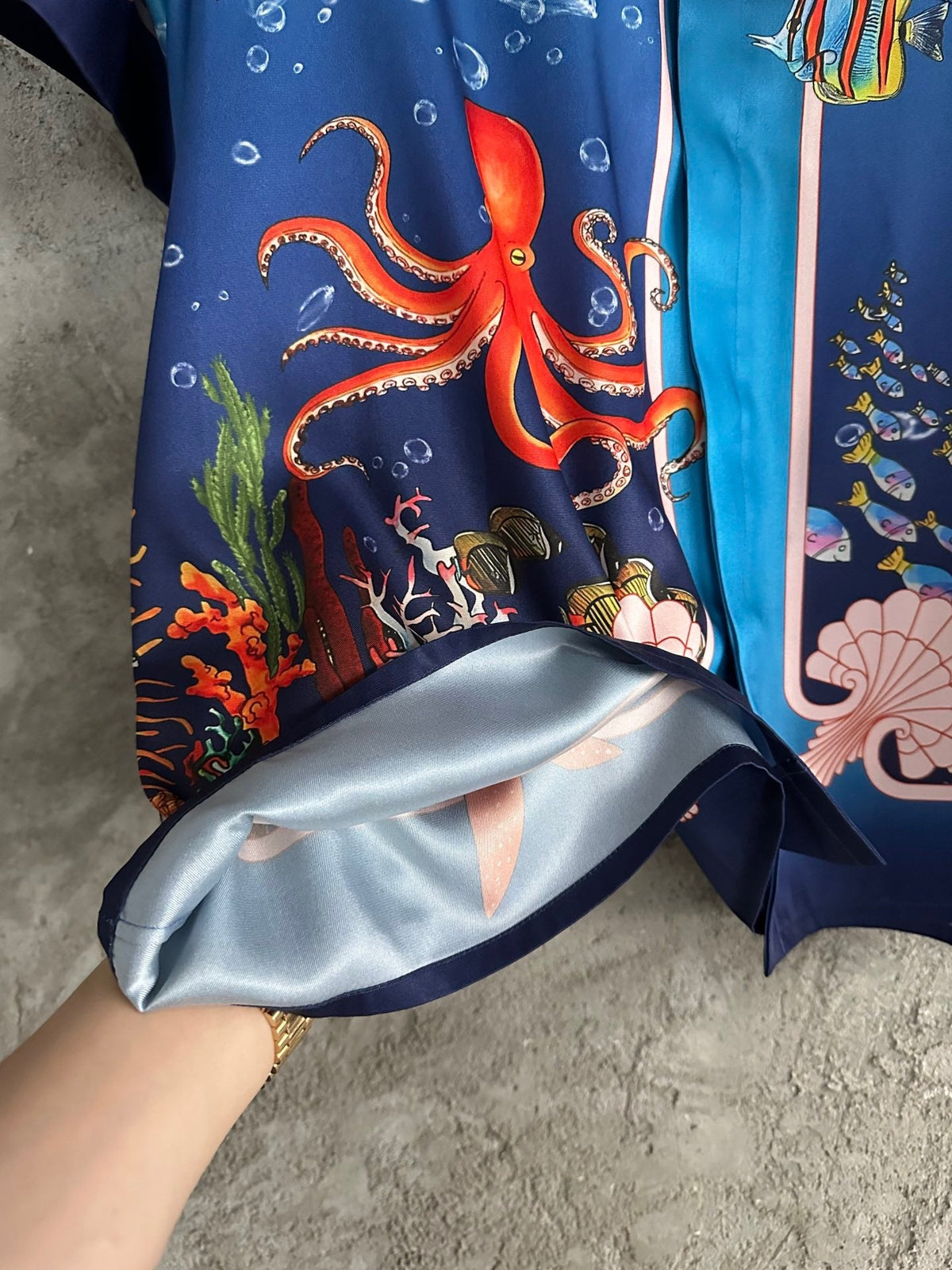Underwater Print Silk Shirt - Men's