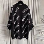 Black Jacquard Text Print Crewneck - Men's