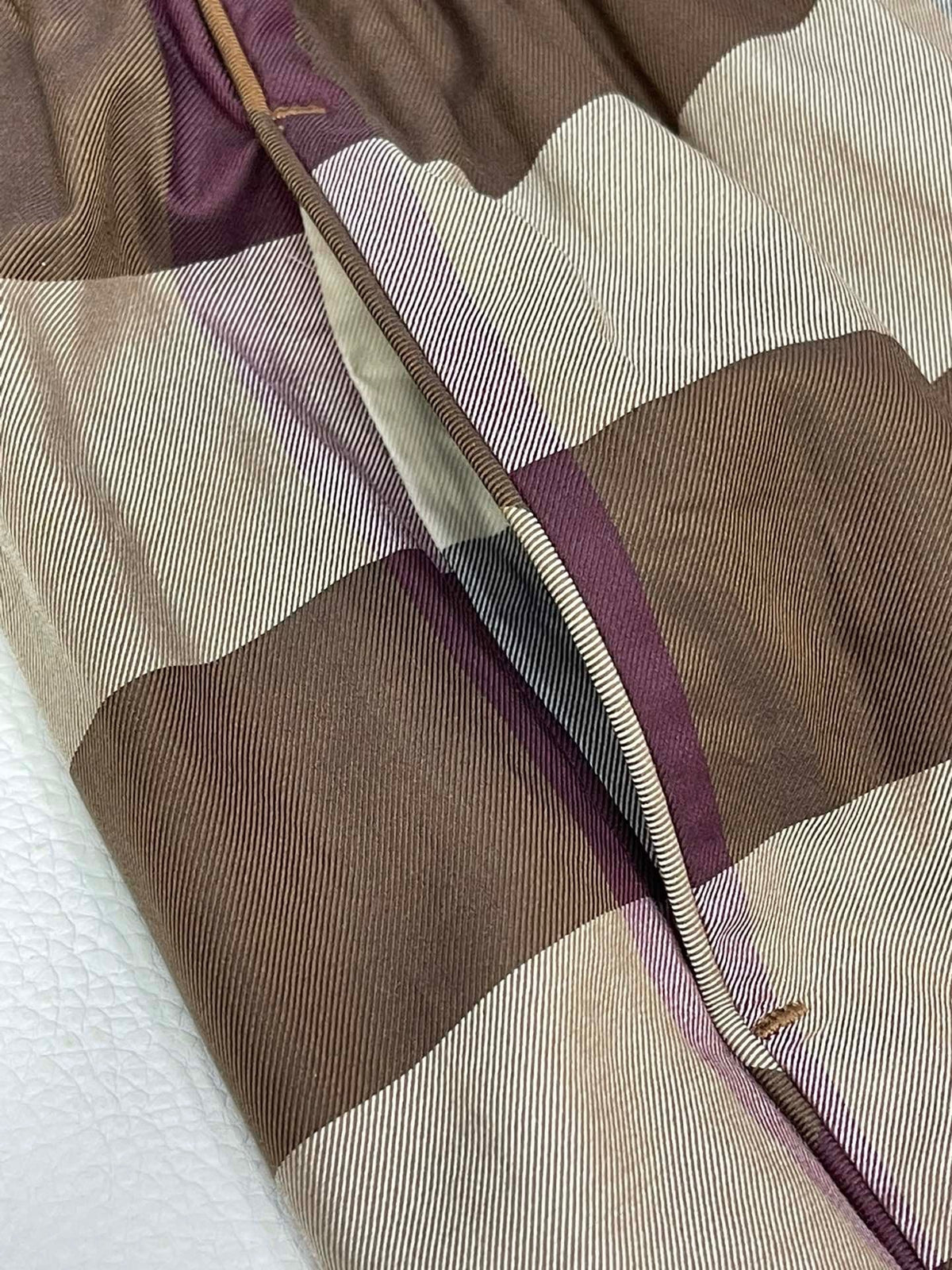 Brown Cotton Check Drawstring - Men's