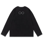 Black Cotton Motif Crewneck - Men's