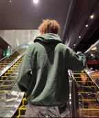 Green Cotton Graphic Pullover - Men's