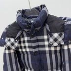 Navy Check Puffer Jacket - Men's