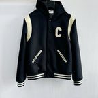 Black Wool Shoulder Panel Varsity - Men's