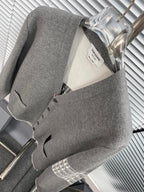 Grey Wool Bar Stripe Cardigan - Men's
