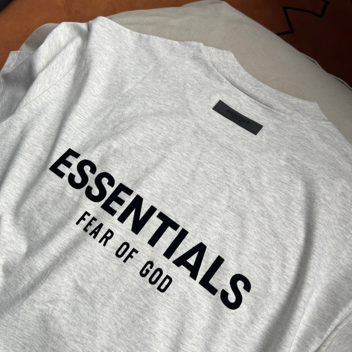 Grey Cotton Text Logo Short-Sleeve - Men's