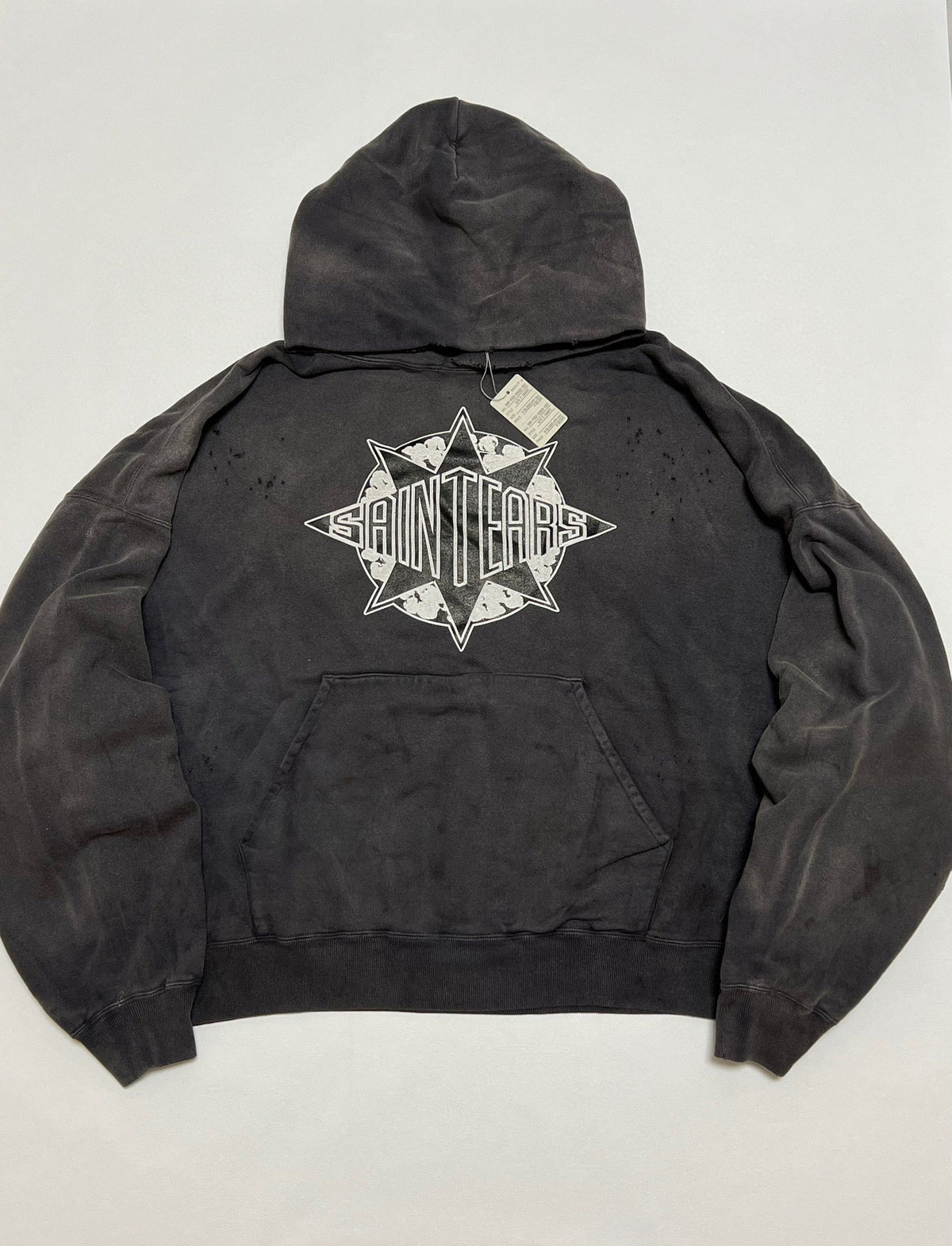 Black Cotton Washed Pullover - Men's