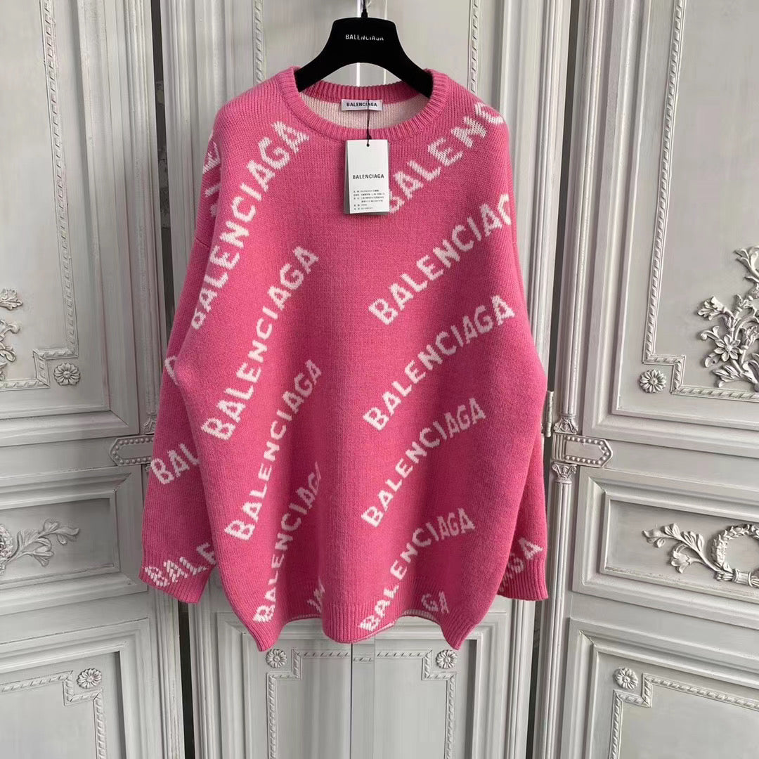 Black Jacquard Text Print Crewneck - Men's